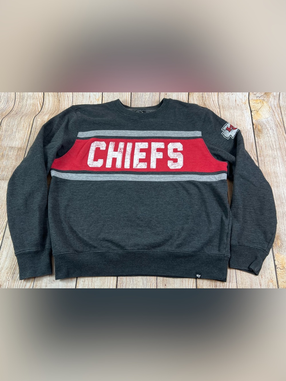 NFL Kansas City Chiefs Football 47 Brand Crewneck Sweatshirt Grey Size XL